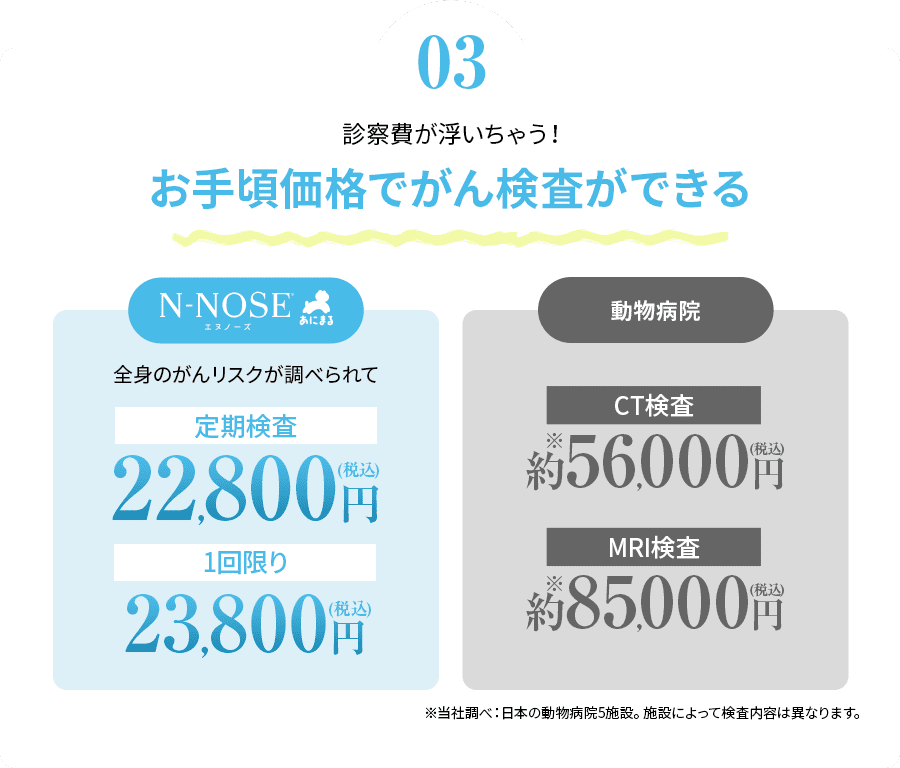 わんちゃん、猫ちゃんがなりやすいがんの種類を含めた全身のがんリスクを判定！犬に多く見つかる：皮膚がん、乳腺がん、リンパ腫 猫に多く見つかる：乳腺がん、肺腺がん、リンパ腫